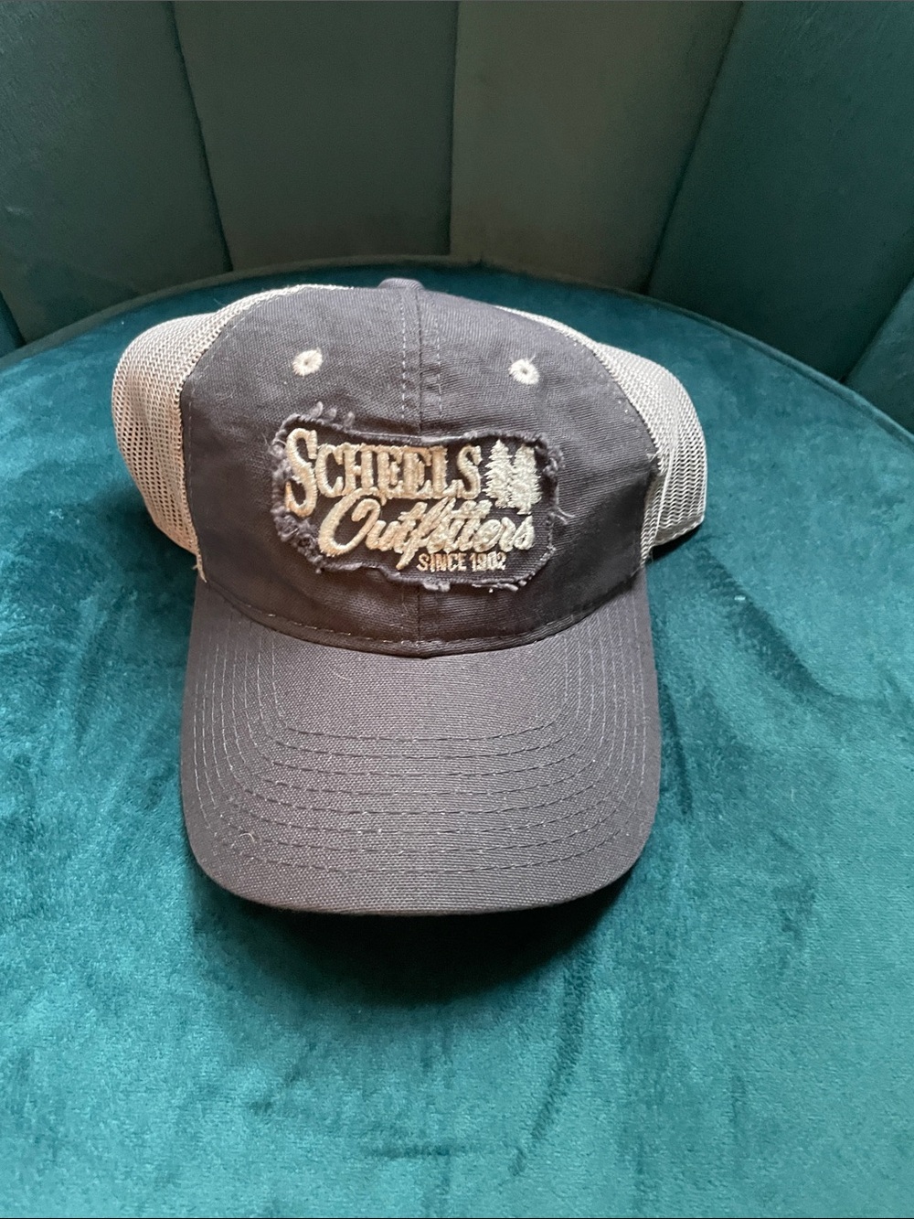 Scheels Outfitters Black and Gray Mesh Trucker Hat
